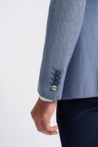 Baresi Men's 3-Piece Grey and Navy Contrasting Classic Summer Check Suit