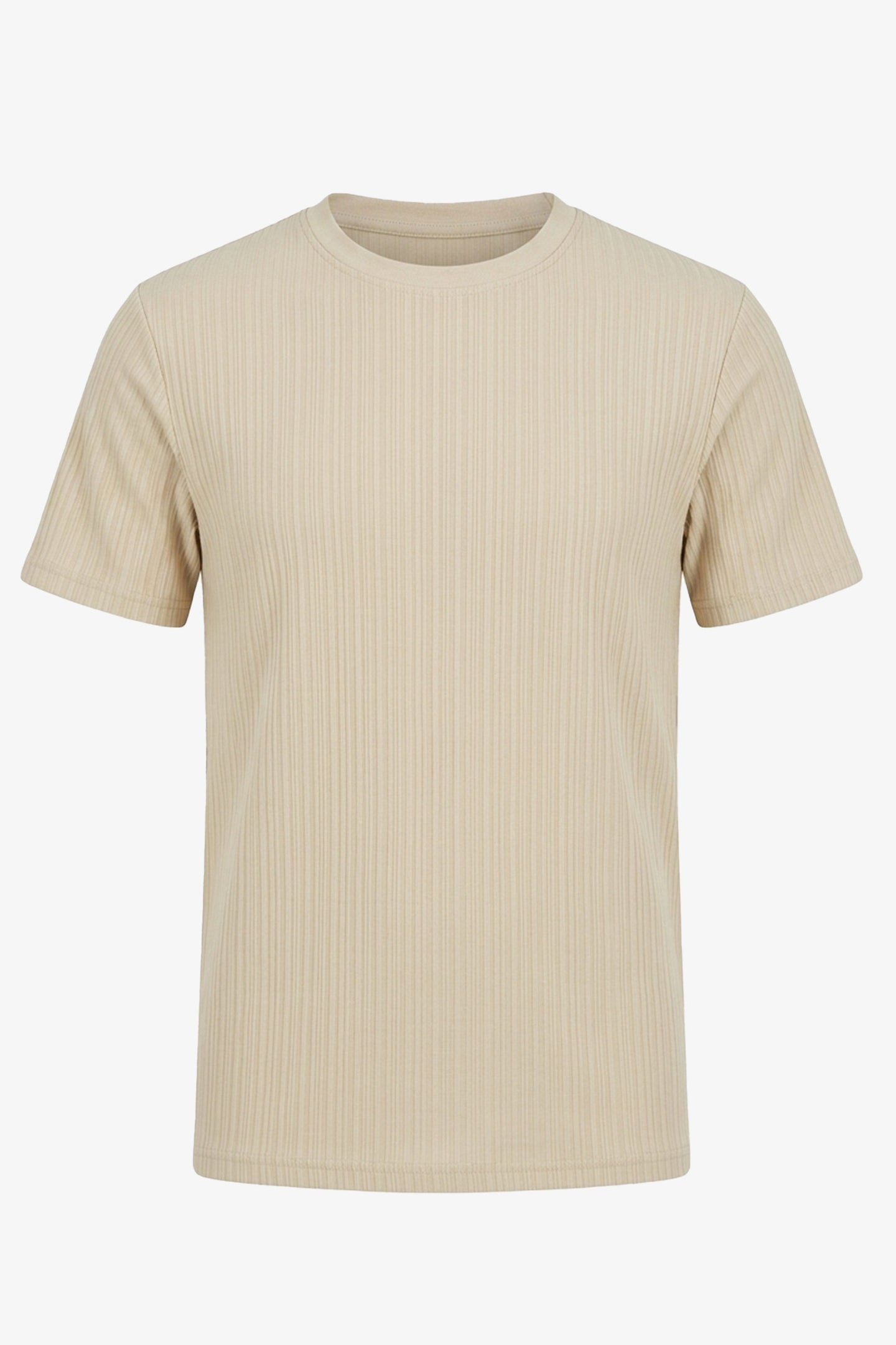 Beige Ribbed Classic TShirt for Men