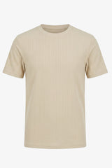 Beige Ribbed Classic TShirt for Men