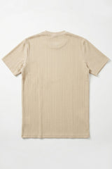 Beige Ribbed Classic TShirt for Men