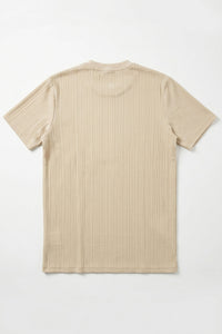 Beige Ribbed Classic TShirt for Men