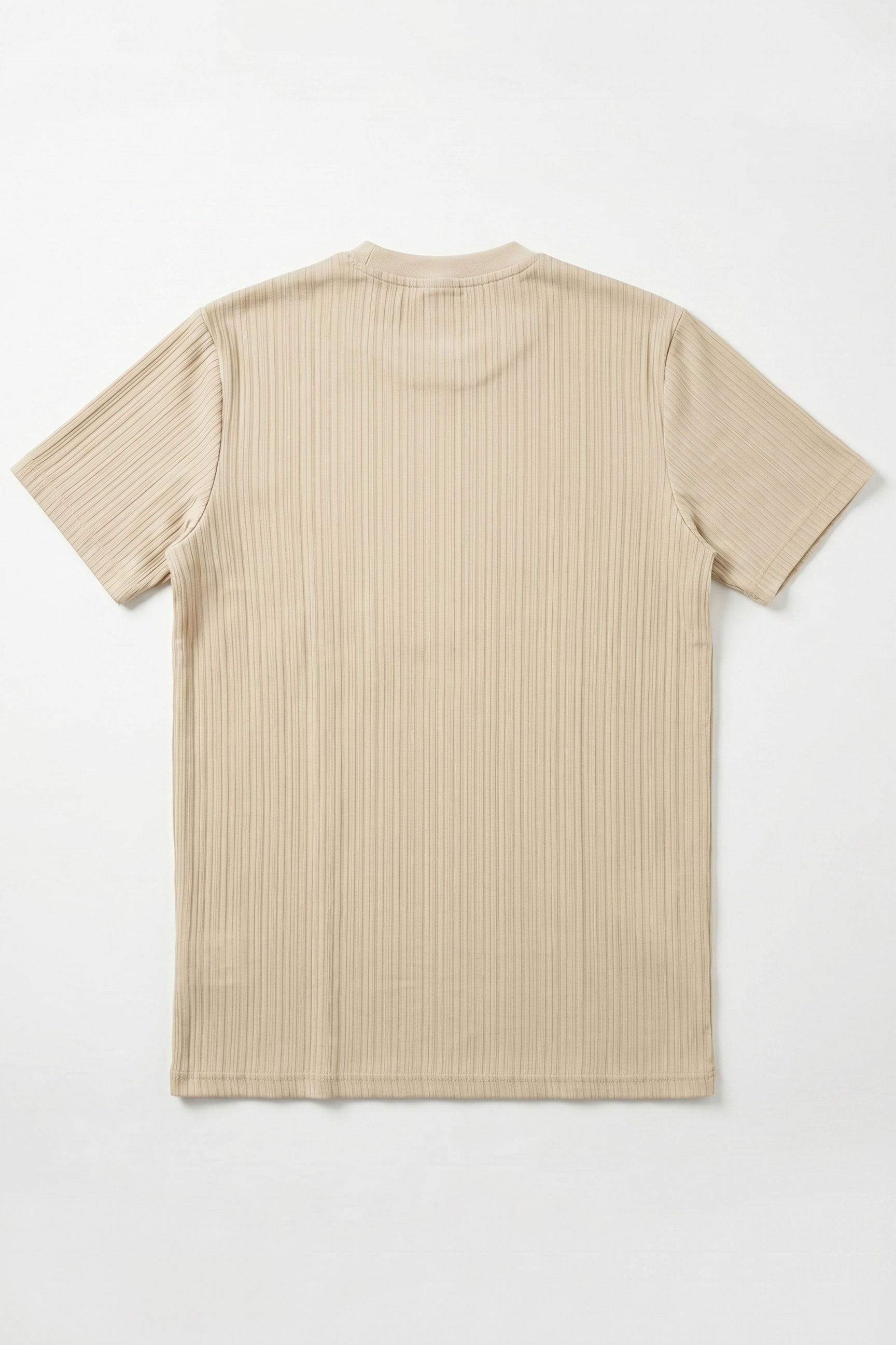 Beige Ribbed Classic TShirt for Men