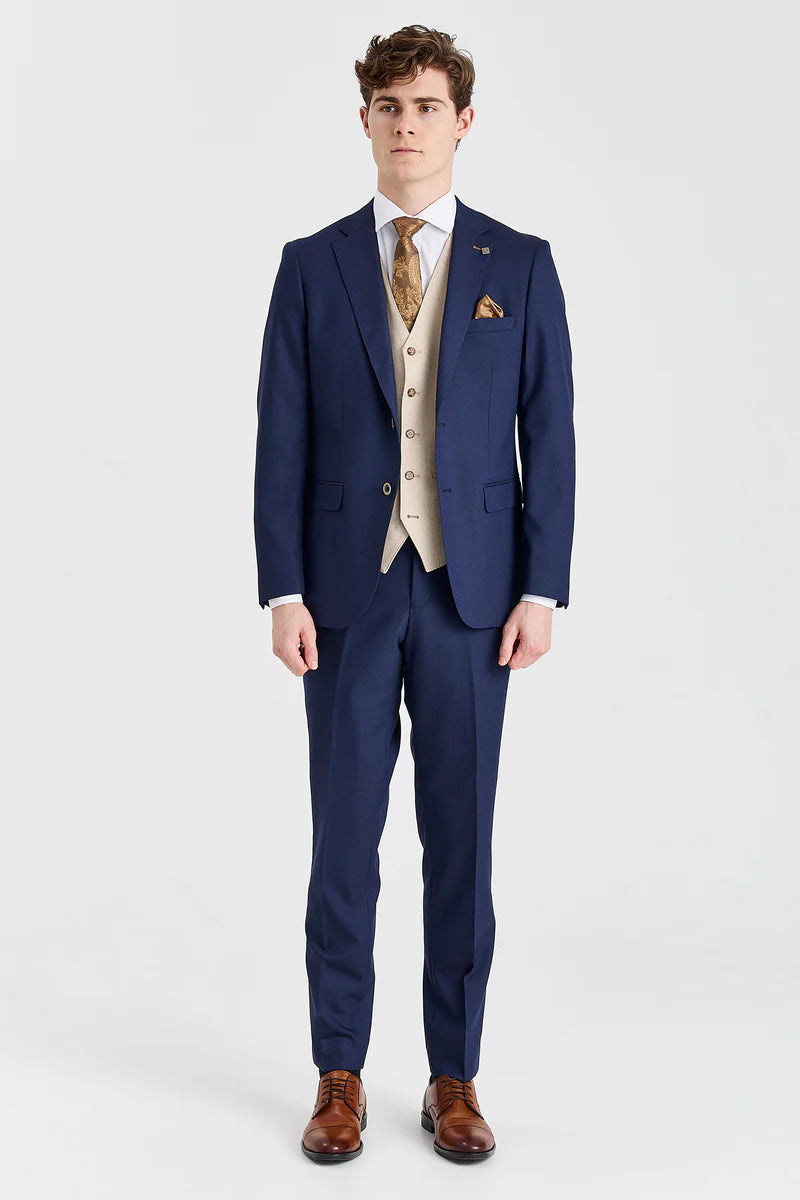 Belmont Navy Suit with Belmont Beige Contrasting Waistcoat
