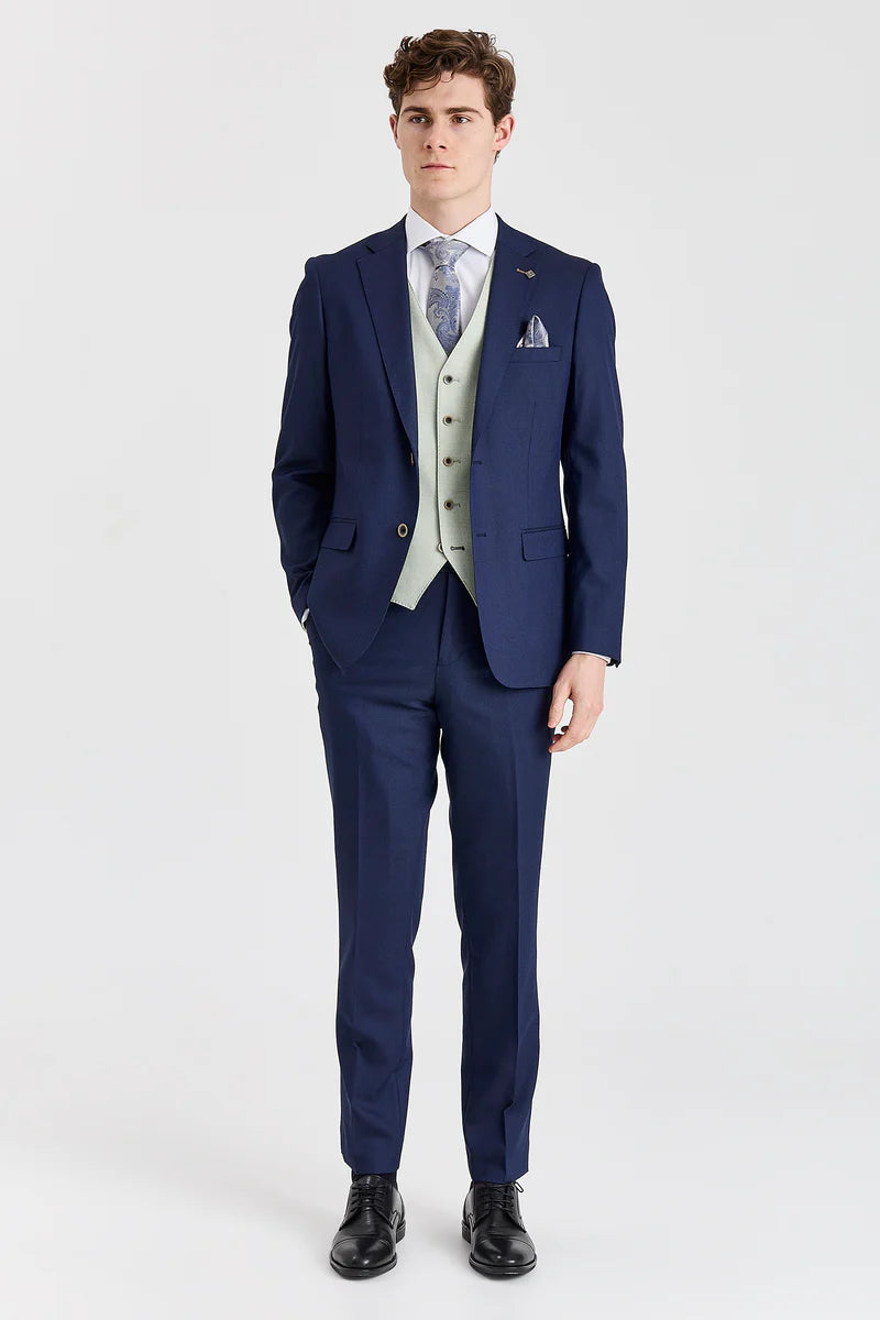 Belmont Navy Suit with Belmont Sage Contrasting Waistcoat
