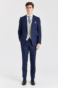 Belmont Navy Suit with Belmont Sage Contrasting Waistcoat