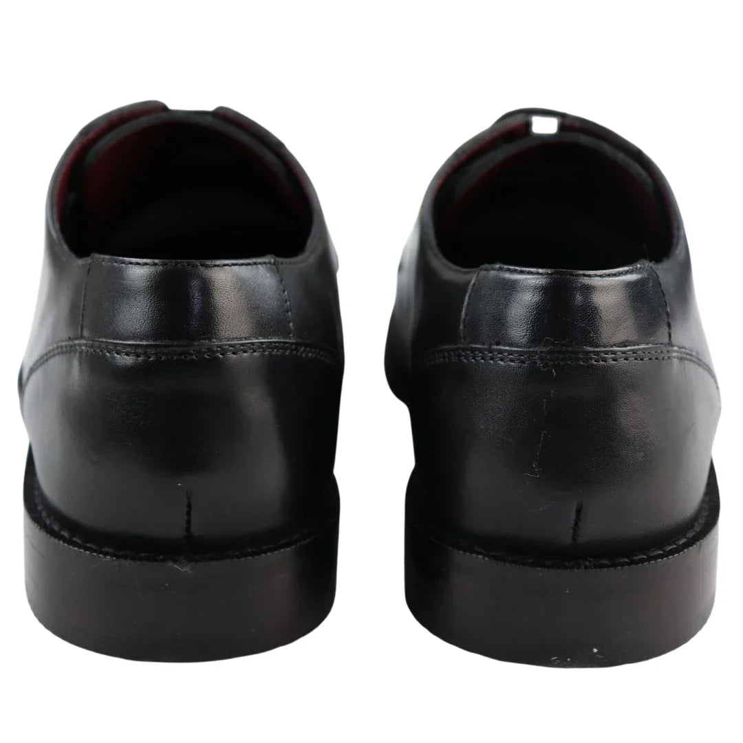 Mens Real Full Leather Black Welted Derby Shoes Smart Casual Black Wine Classic Vintage