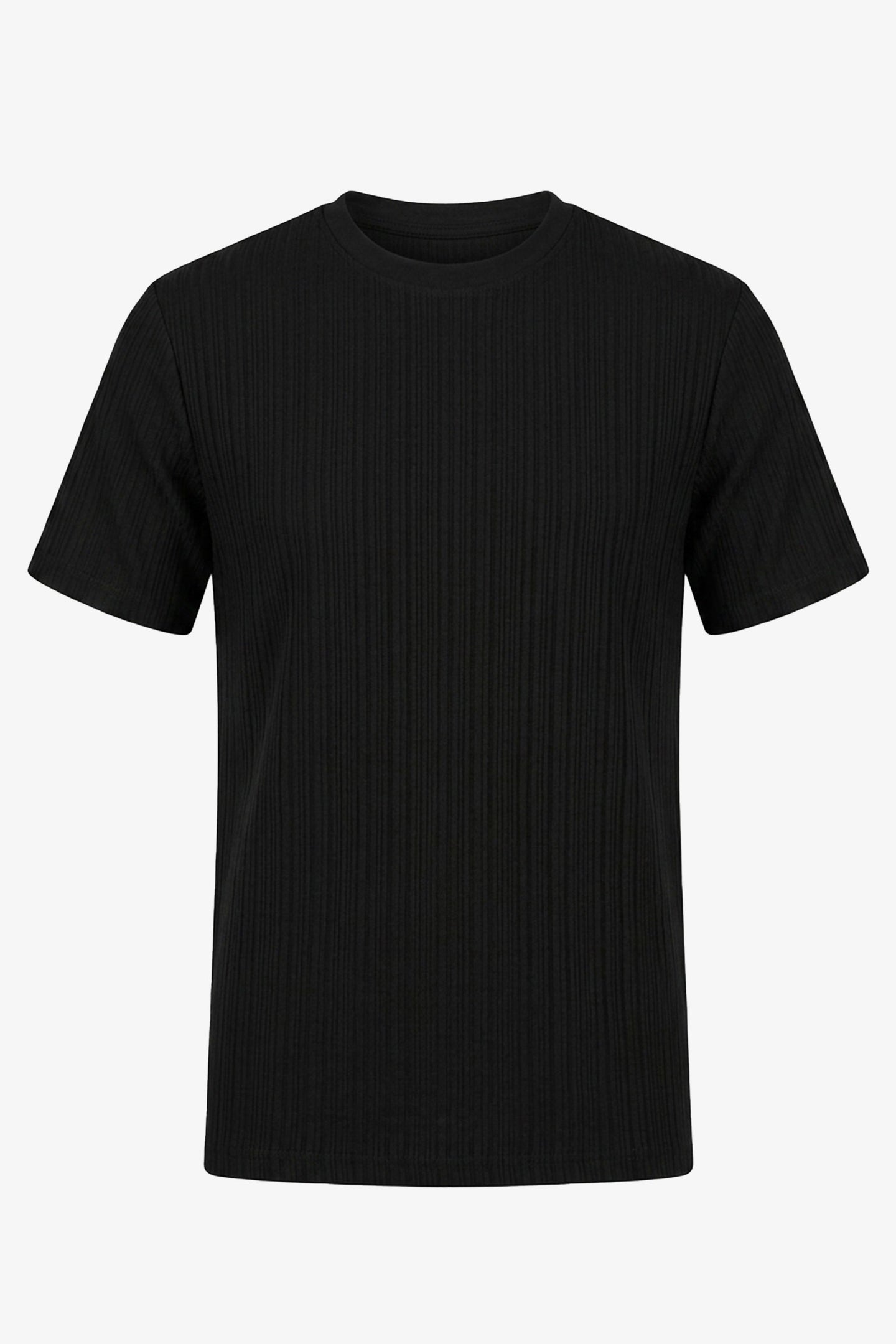 Black Ribbed Classic TShirt for Men