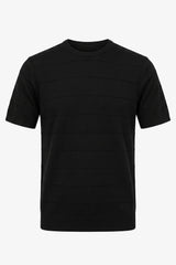 Black Textured Knitted T-Shirt for Men