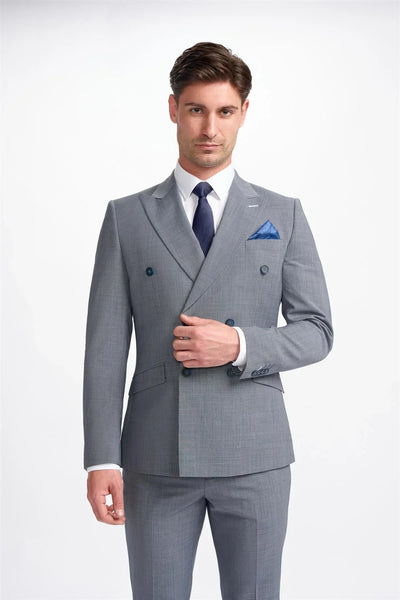 Bond - Men's Grey 2 Piece Double Breasted Suit: Buy Online