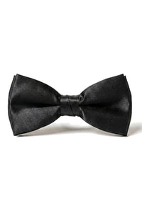 Bow Tie Black Satin Clip On Men's Boys Unisex Tuxedo Shirt