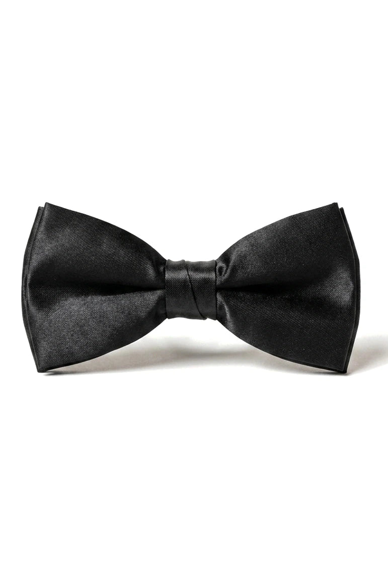 Bow Tie Black Satin Clip On Men's Boys Unisex Tuxedo Shirt