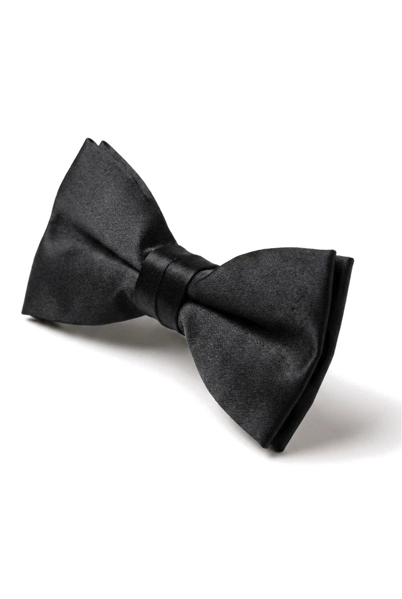 Bow Tie Black Satin Clip On Men's Boys Unisex Tuxedo Shirt
