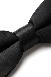 Bow Tie Black Satin Clip On Men's Boys Unisex Tuxedo Shirt