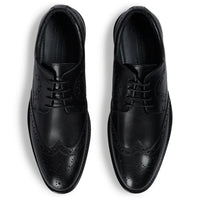 Cambridge - Men's Black Wingtip Brogue Derby Shoes