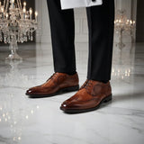 Cambridge - Men's Tan Brown Wingtip Brogue Derby Shoes