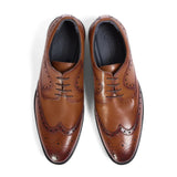 Cambridge - Men's Tan Brown Wingtip Brogue Derby Shoes