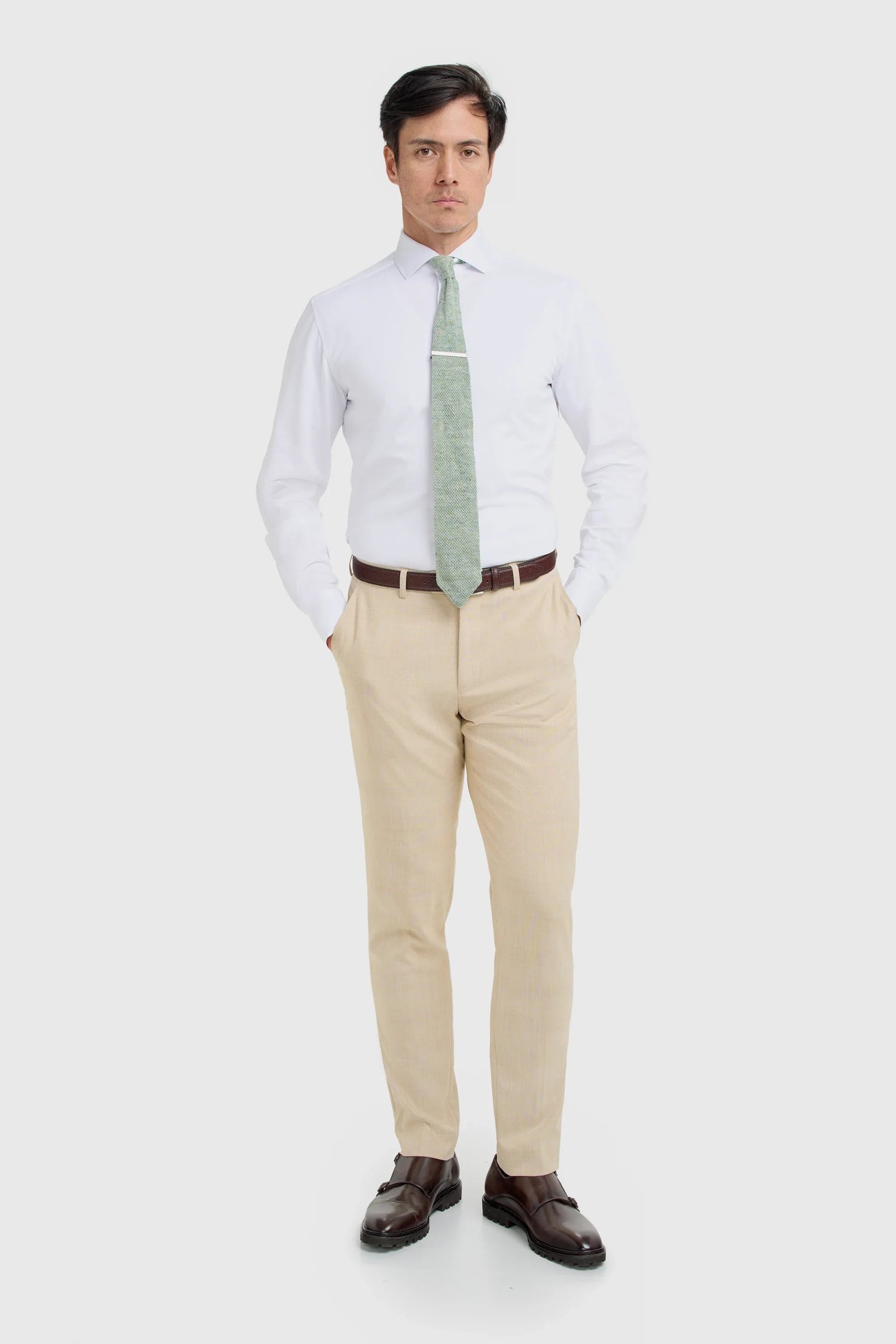 Camden - Men's Beige Check Trousers
