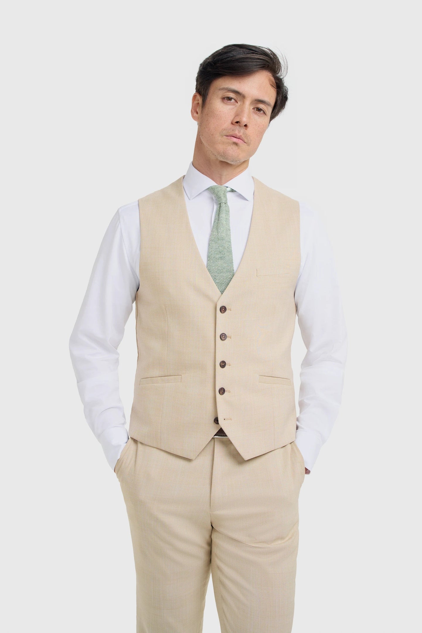 Camden - Men's Beige Check Waistcoat