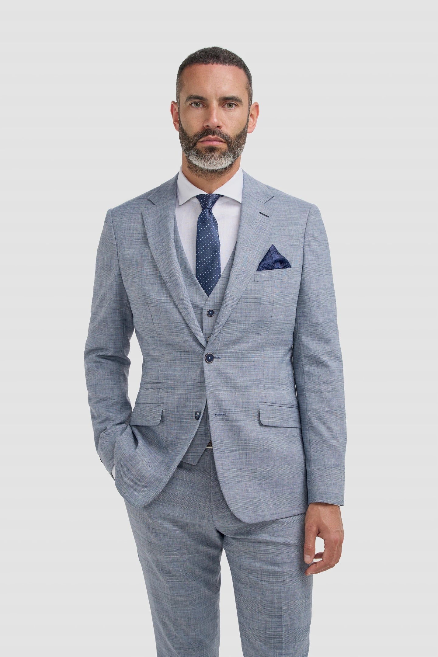Camden - Men's Blue 3 Piece Check Suit