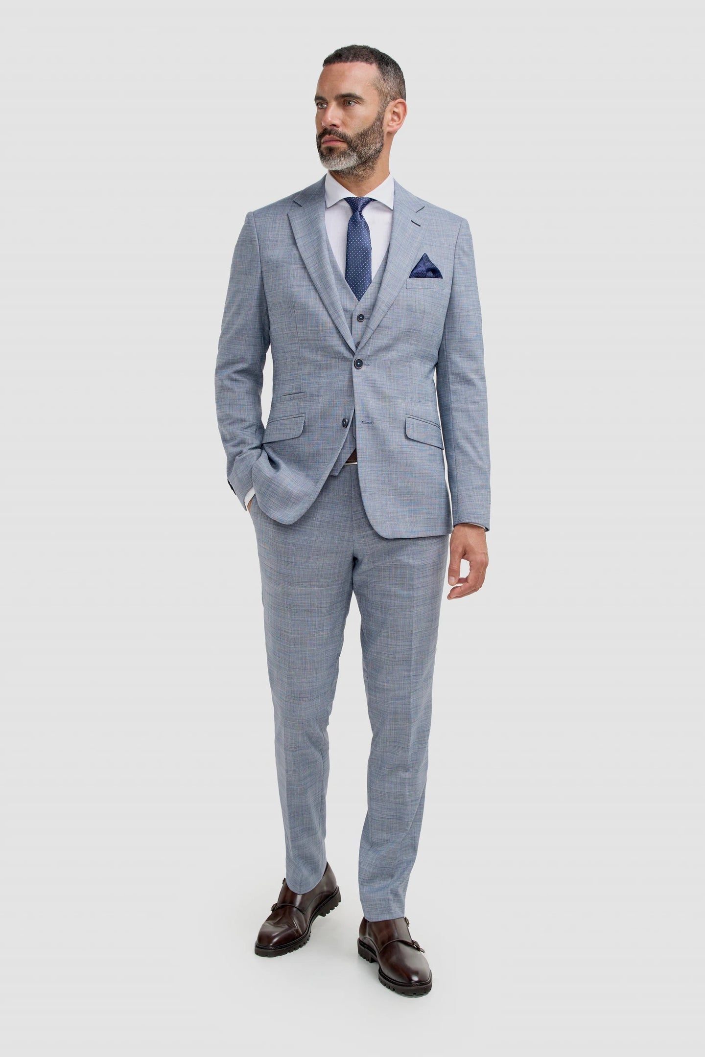Camden - Men's Blue 3 Piece Check Suit