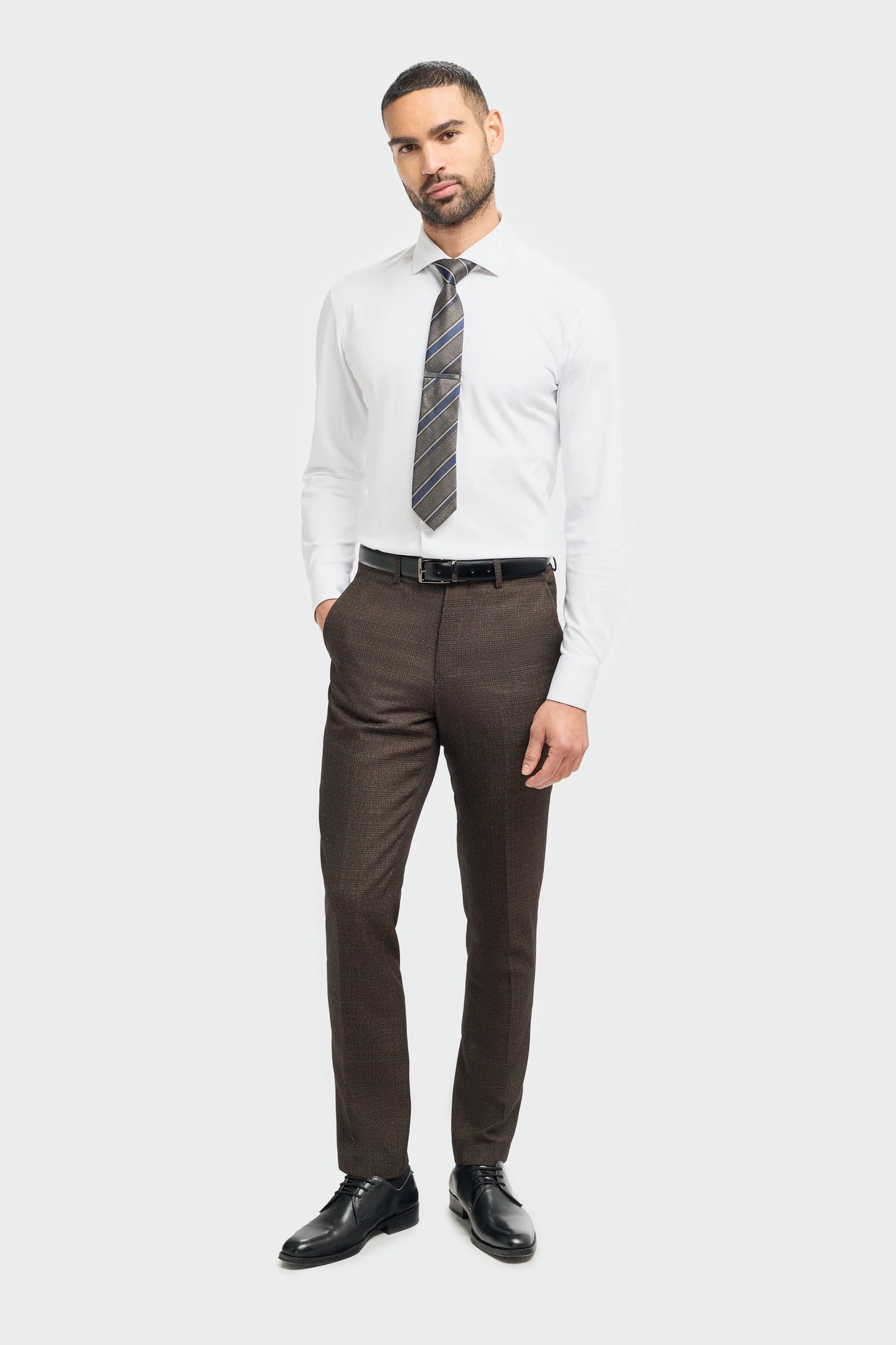 Caridi - Men's Tweed Brown Trousers
