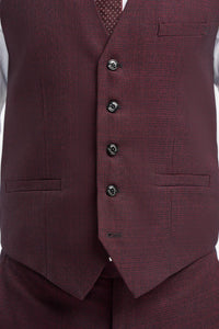 Caridi - Men's Burgundy Checked Waistcoat