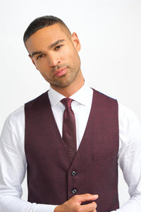Caridi - Men's Burgundy Checked Waistcoat
