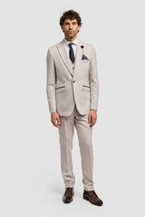 Caridi - Men's Tweed Beige Wedding Blazer