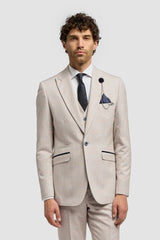 Caridi - Men's Tweed Beige Wedding Blazer