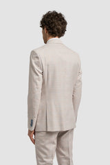 Caridi - Men's Tweed Beige Wedding Blazer