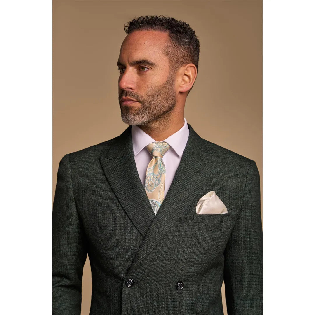 Caridi - Men's 2 Piece Olive Green Double Breasted Suit Caridi - Men's 2 Piece Olive Green Double Breasted Suit