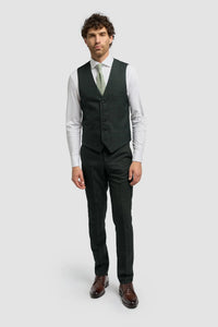 Caridi - Men's Olive Green Tweed Waistcoat