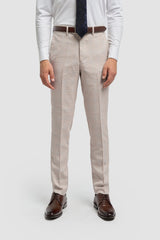 Caridi - Men's Tweed Beige Wedding Trousers