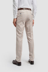 Caridi - Men's Tweed Beige Wedding Trousers