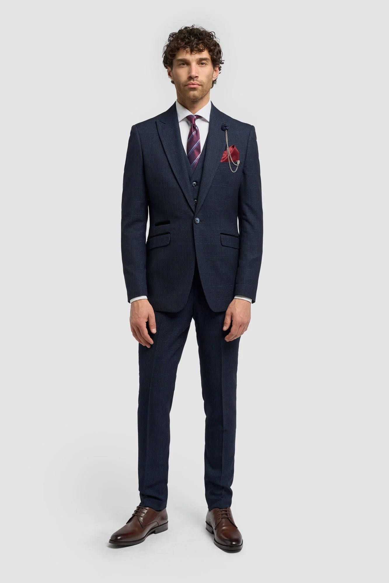 Caridi - Men's Tweed Navy Blue Blazer