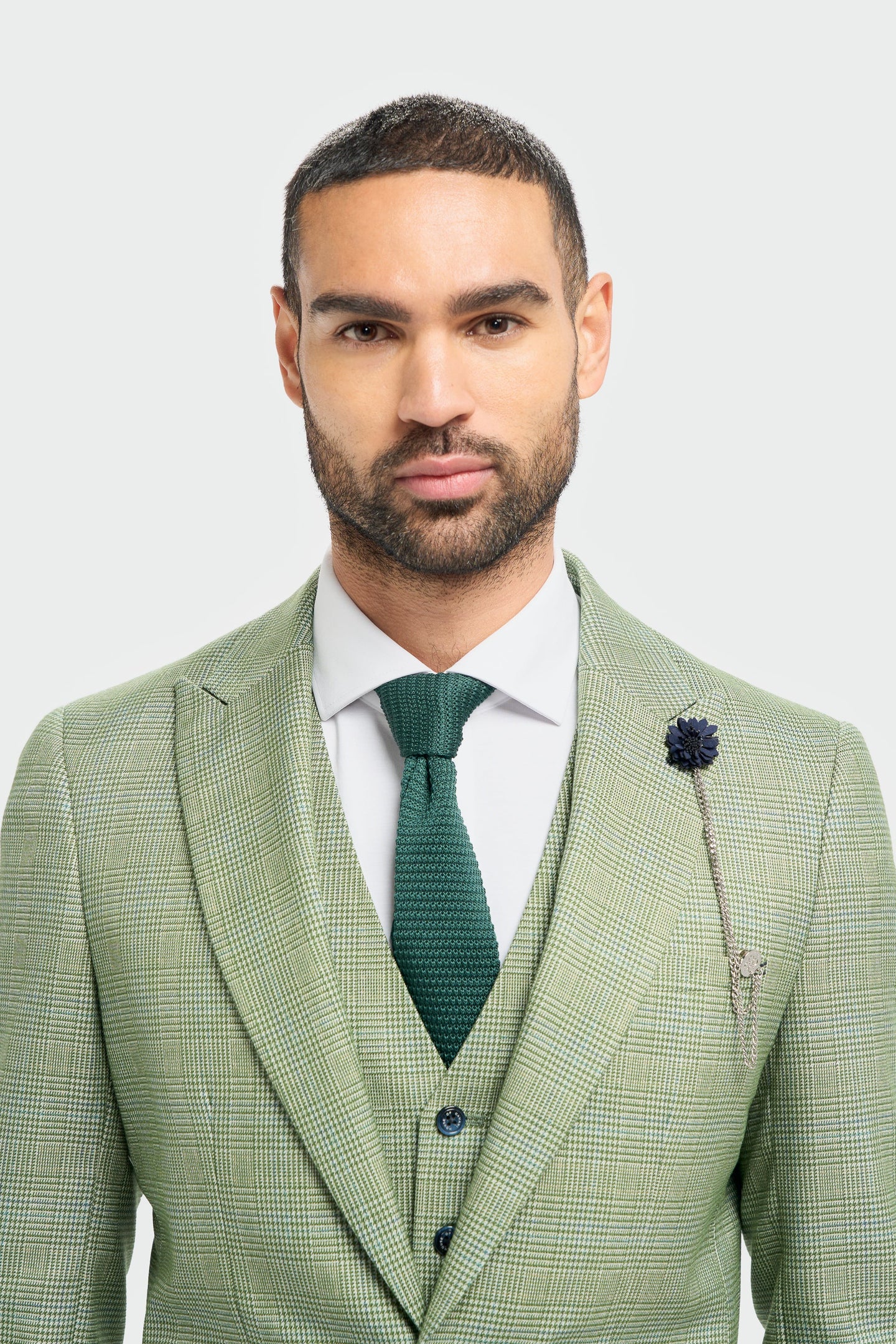 Caridi - Men's Sage Green Checked Tailored Fit Blazer