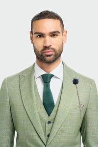 Caridi - Men's Sage Green Checked Tailored Fit Blazer