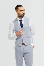 Caridi - Men's Wedding Light Blue Waistcoat