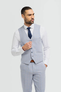 Caridi - Men's Wedding Light Blue Waistcoat