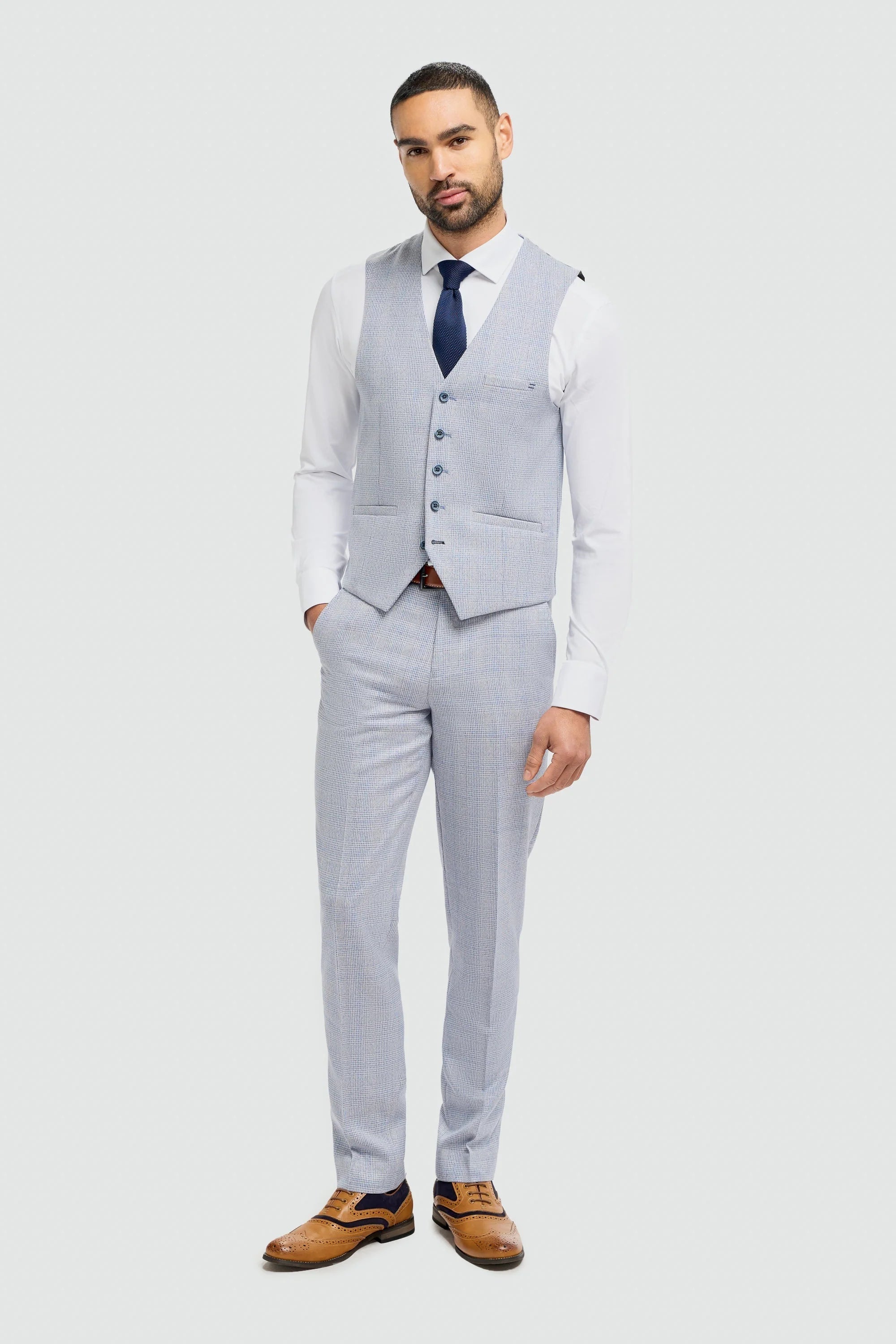 Caridi - Men's Wedding Light Blue Waistcoat