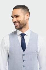 Caridi - Men's Wedding Light Blue Waistcoat