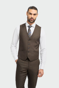 Caridi - Men's Tweed Brown Waistcoat