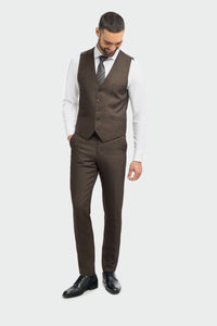 Caridi - Men's Tweed Brown Waistcoat