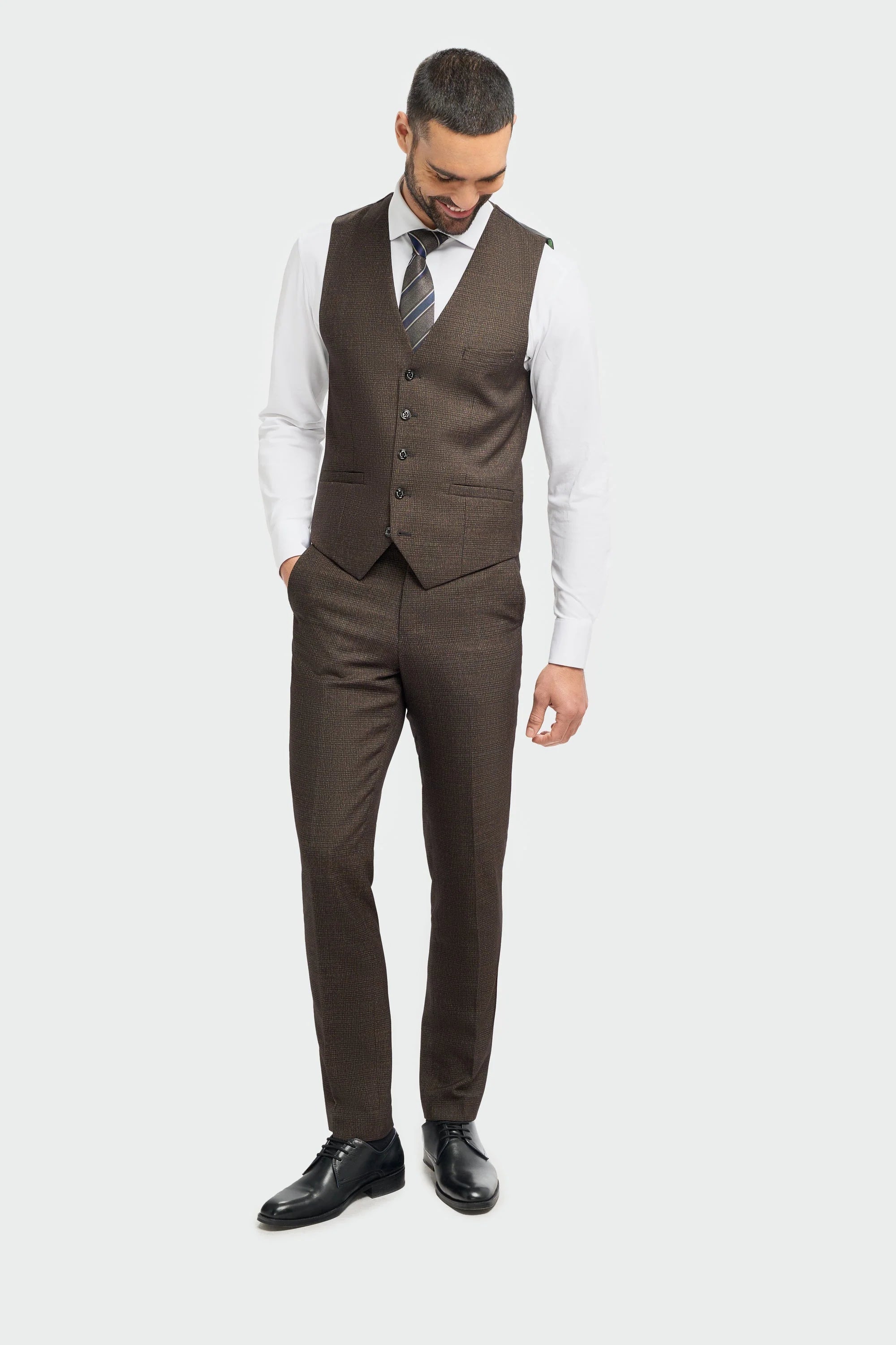 Caridi - Men's Tweed Brown Waistcoat