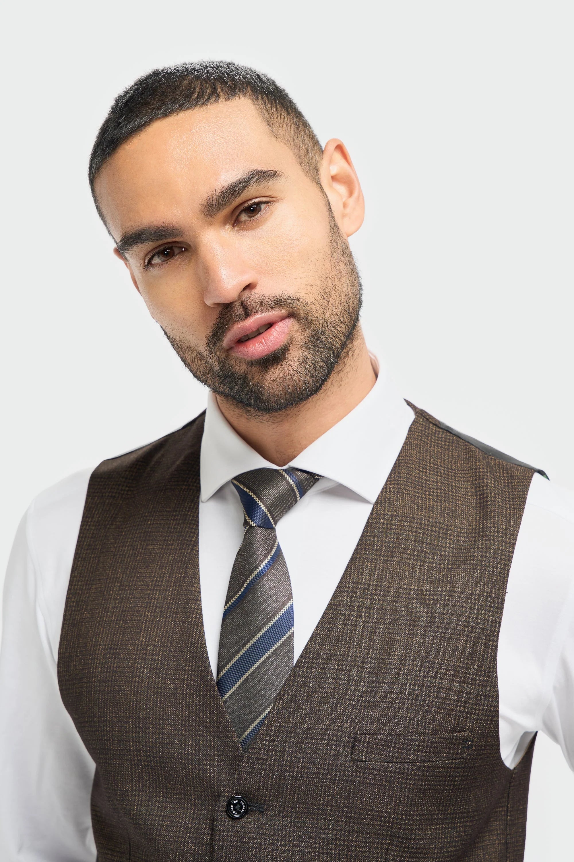 Caridi - Men's Tweed Brown Waistcoat
