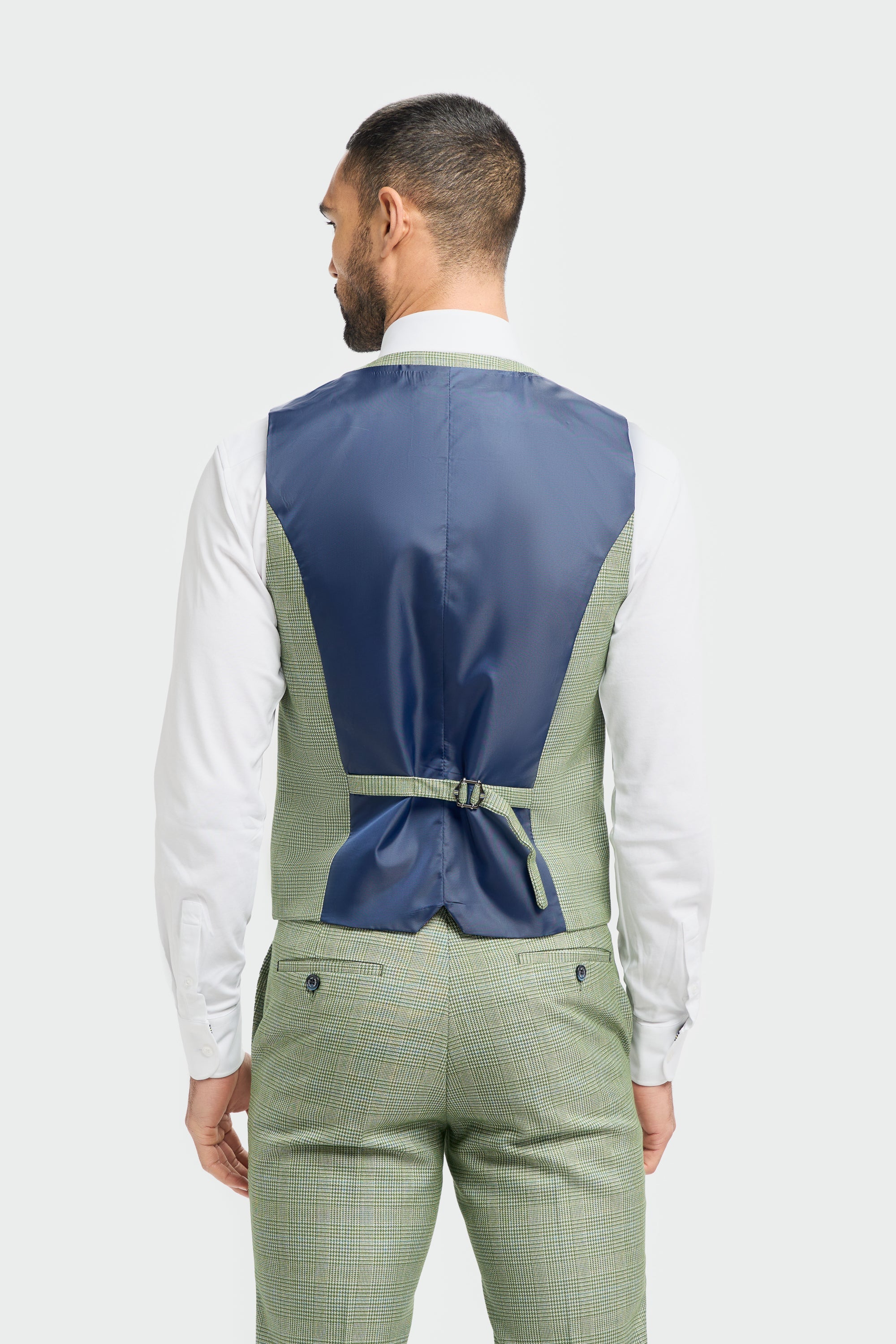 Caridi - Men's Sage Green Checked Waistcoat