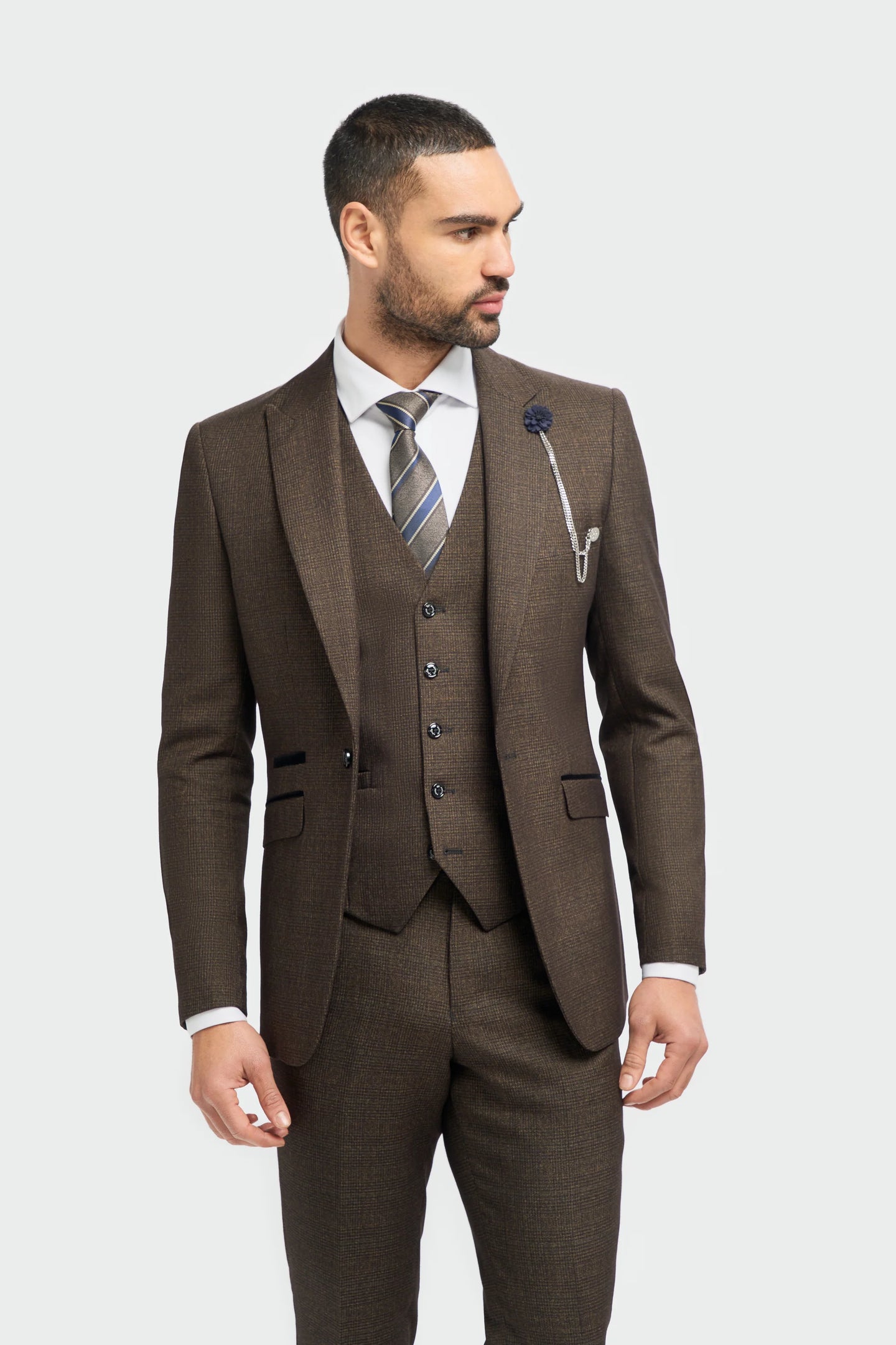 mens brown dress suits Men's Brown Three-Piece Wedding Suit