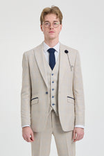 Mens Cream 3 Piece Wedding Suit - Cavani Caridi