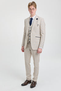 Mens Cream 3 Piece Wedding Suit - Cavani Caridi
