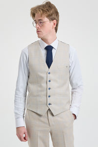 Mens Cream 3 Piece Wedding Suit - Cavani Caridi